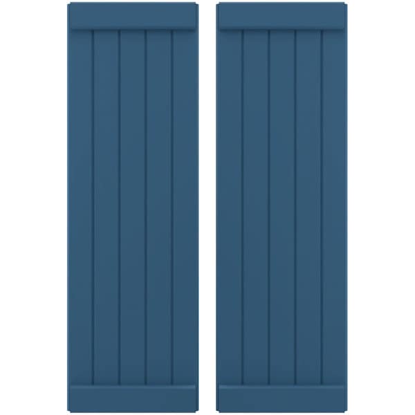 Ekena Millwork Americraft 5-Board Exterior Wood Joined Board-n-Batten Shutters w/ End Batten, ARW103BB518X42HBH, PR ARW103BB518X42HBH - main